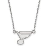 Saint Louis Blues Small Pendant with Chain Necklace 10k White Gold 1W013BLE-18, MPN: 1W013BLE-18, 8…