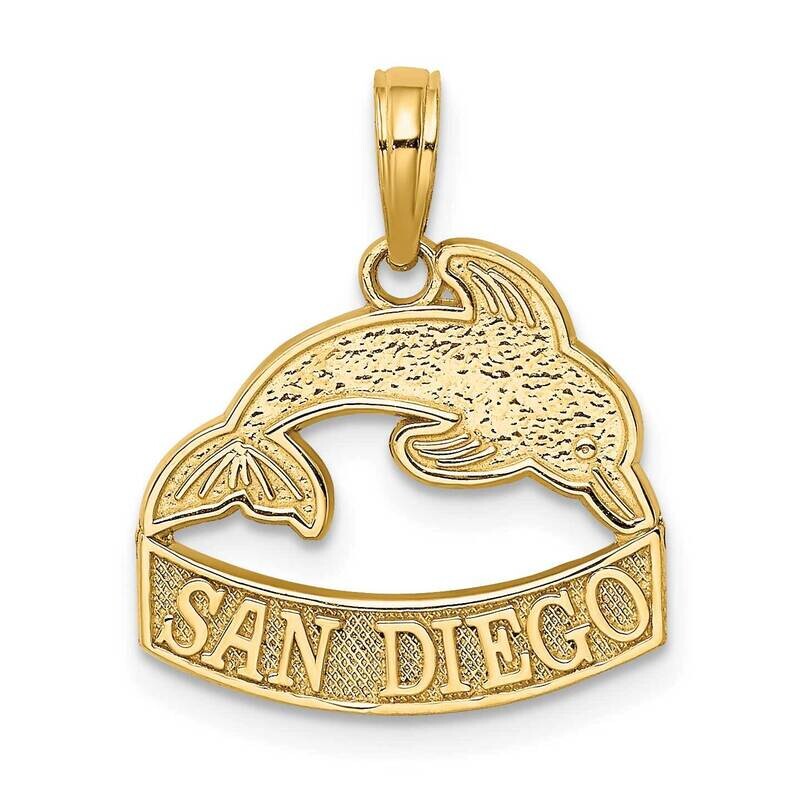 San Diego Banner Under Dolphins Charm 14k Gold K8243, MPN: K8243, 637218093823