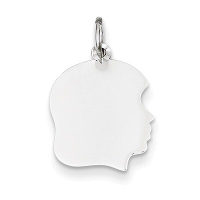 Plain Medium Facing Right Engravable Girl Charm 14k White Gold XWM54/27, MPN: XWM54/27, 883957384191