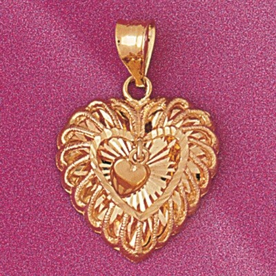 Dazzlers Jewelry Heart Pendant Necklace Charm Bracelet in Yellow, White or Rose Gold 3787, MPN: DZ-…