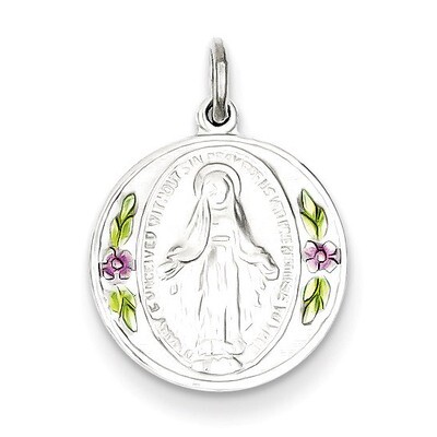 Epoxy Miraculous Medal Pendant Sterling Silver Polished QC7391, MPN: QC7391, 883957316888