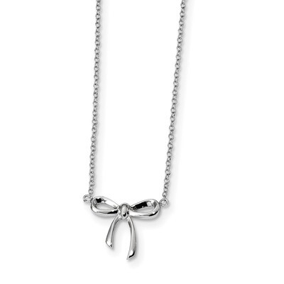 Bow Necklace 18 Inch Sterling Silver Rhodium-plated QG4390-16, MPN: QG4390-16, 191101003356