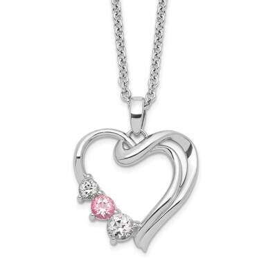 Survivor Clear Pink Swarovski Topaz Heart Of Healing Necklace 10k White Gold 10SV226W-16, MPN: SV22…