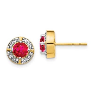 Ruby Fancy Earrings 14k Gold Diamond EM3922-RU-019-YA, MPN: EM3922-RU-019-YA, 191101836596