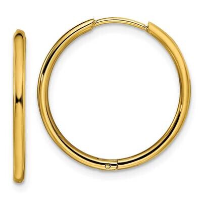 Yellow Ip-Plated 1.6mm Hinged Hoop Earrings Stainless Steel Polished SRE1461, MPN: SRE1461, 1911018…