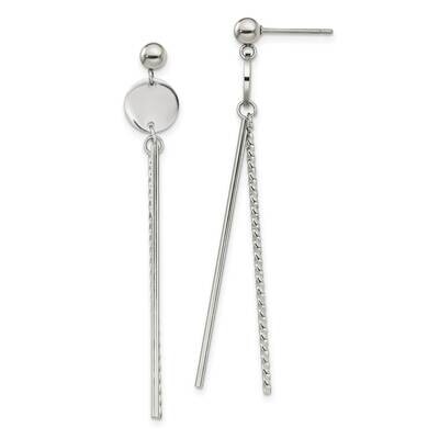 Bar Post Dangle Earrings Stainless Steel Polished SRE1408, MPN: SRE1408, 191101866326