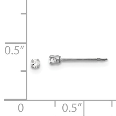 18K White Gold 2mm Cubic Zirconia Earrings 18k Gold  259E, MPN: 259E,
