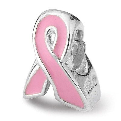 Enameled BreaSaint Cancer Awareness Bead - Sterling Silver QRS1961, MPN: QRS1961, 883957079950