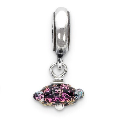 Purple Dichroic Glass Dangle Bead - Sterling Silver QRS2328, MPN: QRS2328, 883957514185