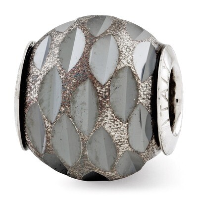 Velvet Black Diamond Cut Bead - Sterling Silver QRS2821, MPN: QRS2821, 883957579078