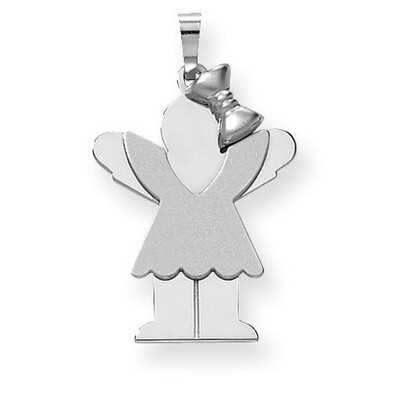 Medium Girl with Bow on Right Engravable Charm 14k White Gold XK427, MPN: XK427, 883957378305