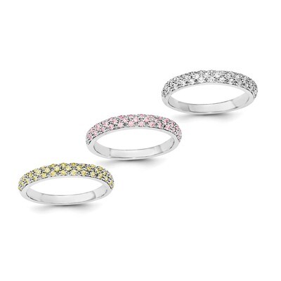 CZ Diamond Ring Set Sterling Silver Rhodium-plated QR6310, MPN: QR6310,