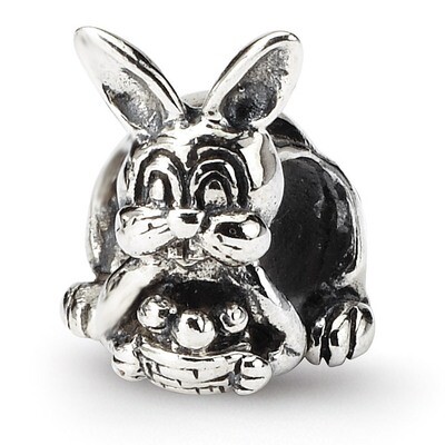 Bunny with Basket Bead - Sterling Silver QRS1289, MPN: QRS1289, 883957302492