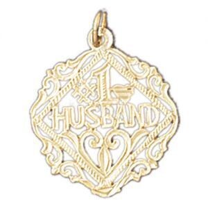 Dazzlers Jewelry Number One Husband Pendant Necklace Charm Bracelet in Yellow, White or Rose Gold 1…