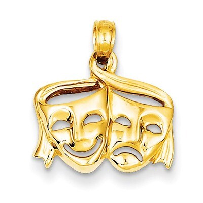 Satin Polished Open-Backed Comedy Tragedy Pendant 14k Gold K4945, MPN: K4945, 637218076253