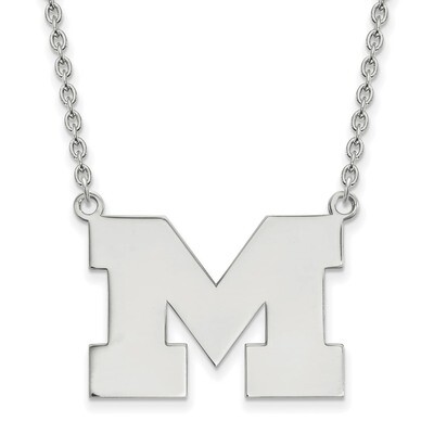 Michigan University of Large Pendant with Necklace Sterling Silver SS016UM-18, MPN: SS016UM-18, 886…