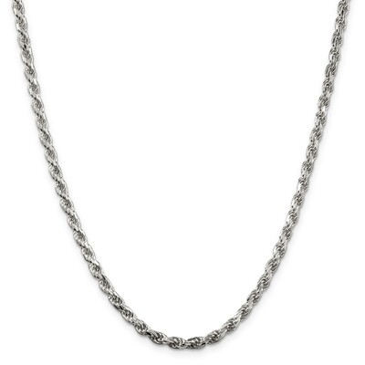 22 Inch Rhodium-plated 3.5mm Diamond-cut Rope Chain Sterling Silver QDC080R-22, MPN: QDC080R-22, 88…