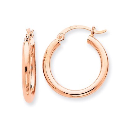 2.5mm Polished Hoop Earrings 14k Rose Gold TE531, MPN: TE531, 883957290911