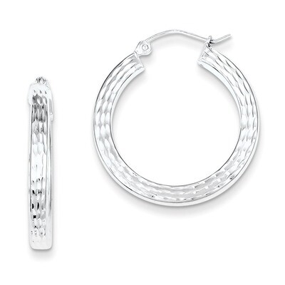 Square Hoop Earrings Sterling Silver Rhodium-plated Diamond-Cut QE4546, MPN: QE4546, 883957931623