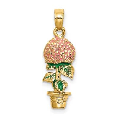 Pink Hydrangea Flowers In Pot Charm 14k Gold 3-D K6831, MPN: K6831, 637218125388