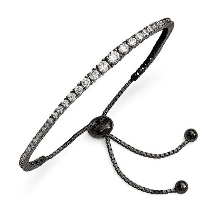Rhodium-Plated CZ 5-9 Inch Adjustable Bracelet Sterling Silver QG4167, MPN: QG4167, 886774613222