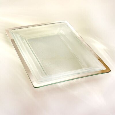 Annieglass Platinum Roman Antique Buffet Server 18 3/4 x 12 1/4 Inch, MPN: P213, UPC: