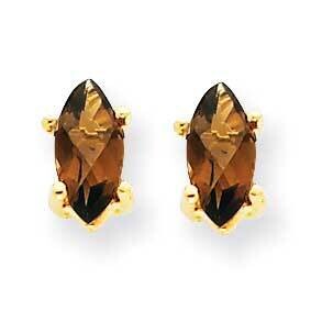6x3 Marquise Checker-Cut Smoky Quartz Earring 14k Gold XE102CQ, MPN: XE102CQ, 883957089287