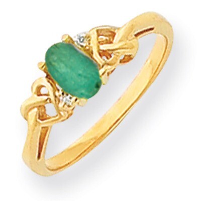 Emerald Diamond Ring 14k Gold 6x4mm Oval Y4690E/A, MPN: Y4690E/A, 883957582689