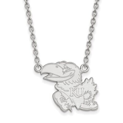 University of Kansas Large Pendant with Chain Necklace 10k White Gold 1W012UKS-18, MPN: 1W012UKS-18…