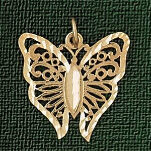 Dazzlers Jewelry Butterfly Pendant Necklace Charm Bracelet in Yellow, White or Rose Gold 3101, MPN:…