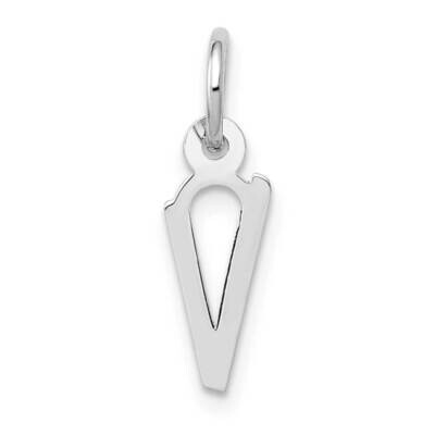 Slanted Block Initial V Charm 10k White Gold Small 10YC645V, MPN: 10YC645V,