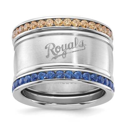 MLB Kansas City Royals Crystal Triple Stacked Ring Set Stainless Steel ROY035CR-SZ6, MPN: ROY035CR-…