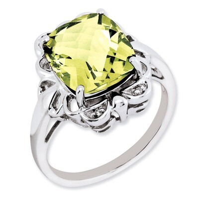 Lemon Quartz &amp; Diamond Ring Sterling Silver QR2925LQ, MPN: QR2925LQ, 886774728551
