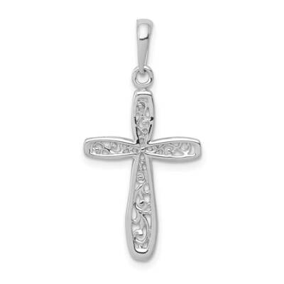 Cross with Filigree Center Charm 14k White Gold K8515W, MPN: K8515W, 637218118878