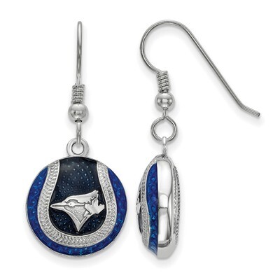 Toronto Blue Jays Enameled Baseball Dangle Earrings Sterling Silver SS521BLU, MPN: SS521BLU, 634401…