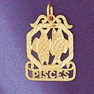 Dazzlers Jewelry Pisces Fishes Zodiac Pendant Necklace Charm Bracelet in Yellow, White or Rose Gold…