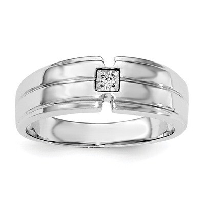 Men&#39;S Polished Diamond Ring Sterling Silver Rhodium QR6469-10, MPN: QR6469, 191101487293