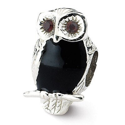 Enameled Wise Owl Bead - Sterling Silver QRS1927, MPN: QRS1927, 883957311234