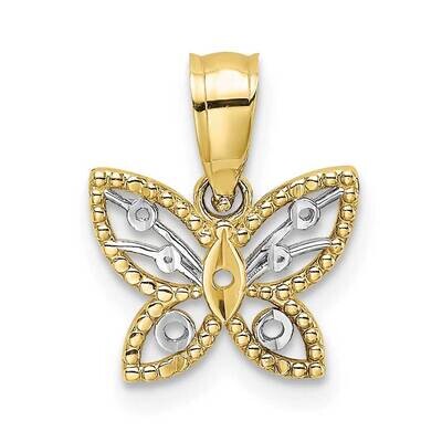 Rhodium Mini Diamond-Cut Butterfly Charm 10k Gold 10K9437, MPN: 10K9437,