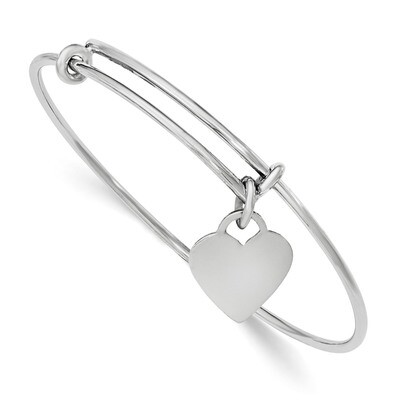 Heart Dangle Bangle Sterling Silver Rhodium-plated QB938, MPN: QB938, 886774614137