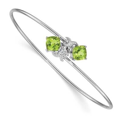 0.03Ct Dia. &amp; 2.4Ct Peridot Flexible Bangle 14k White Gold BM4503-PE-003-WA, MPN: BM4503-PE-003-WA,…