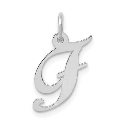 Fancy Script Initial F Charm 10k White Gold Small 10YC651F, MPN: 10YC651F,
