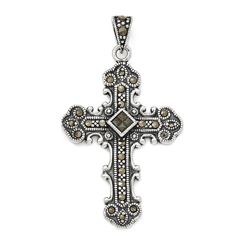Marcasite Cross Pendant Sterling Silver QC5281