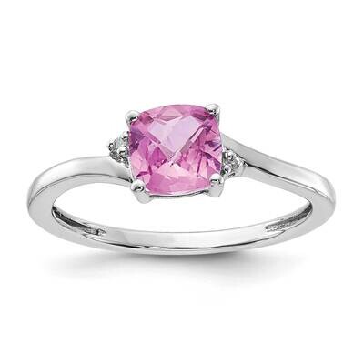 Sterling Silver Created Pink Sapphire and Diamond Ring RLS6139/CRPKSA-SS