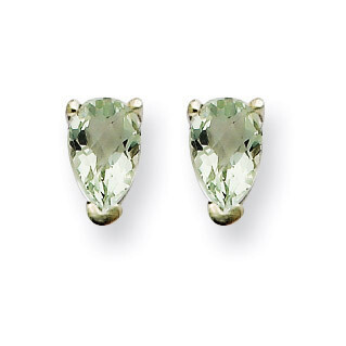 5x3 Pear Green Quartz Earrings 14k White Gold XE78WCG, MPN: XE78WCG, 883957100043