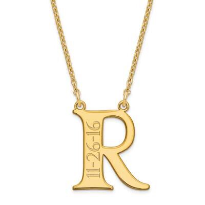 Letter and Date Necklace Gold Plated Sterling Silver XNA755GP, MPN: XNA755GP,