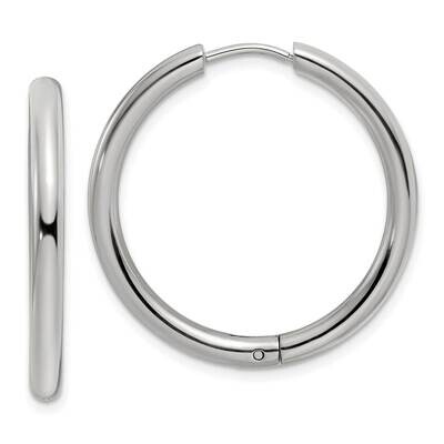3mm Hinged Hoop Earrings Stainless Steel Polished SRE1472, MPN: SRE1472, 191101866388