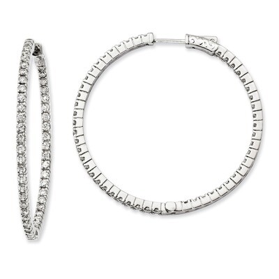 CZ In and Out Hoop Earrings Sterling Silver Rhodium-plated QE11066, MPN: QE11066, 191101384721