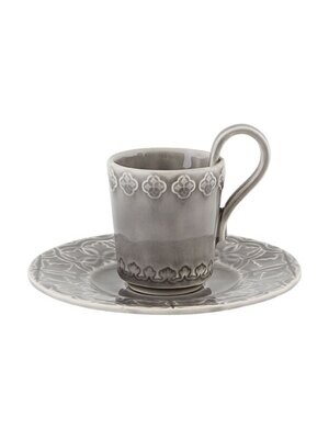 Bordallo Pinheiro Pinheiro Rua Nova Coffee Cup and Saucer Anthracite 65020863, MPN: 65020863, 56004…