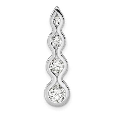 Drop CZ Diamond Wave Chain Slide 30 Inch Sterling Silver Rhodium-Plated QP5567, MPN: QP5567,